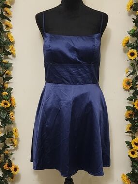 B DARLIN Royal Blue Satin Short Dress - Size 11/12